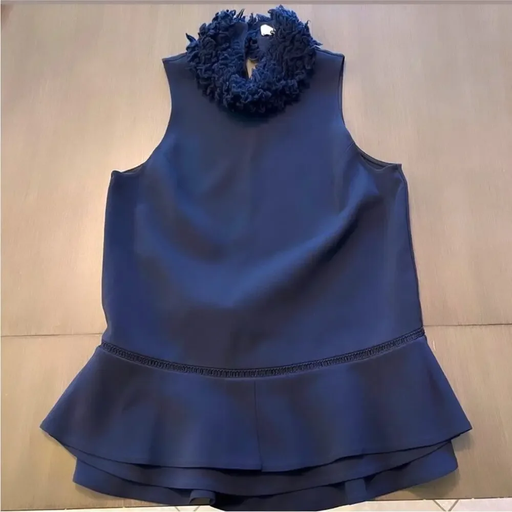 JONATHAN SIMKHAI Turtleneck Fur Top - Picture 1 of 5